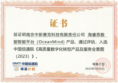 oceanmind海睿思入選中國信通院 高質量數字化轉型產品及服務全景圖